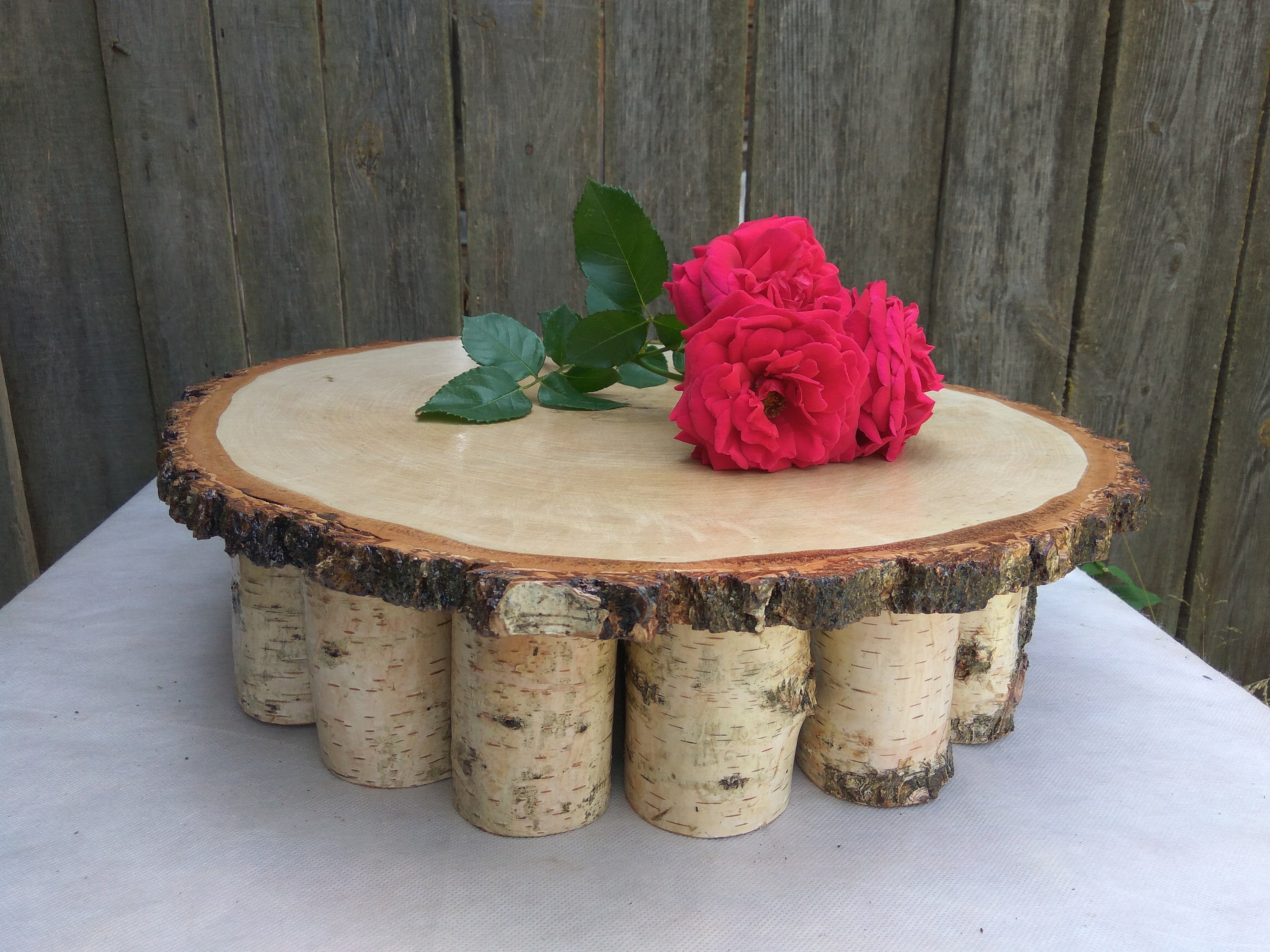 1920cake StandWhite Birch Cake Stand Wood Etsy