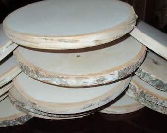 Large Birch Wood Slice 9 -10 inch,9&quot;-10&quot;wood slice,wood coaster,wood slab,wood platter,Rustic Wedding Decor, Cake Stand, Wedding Centerpiece