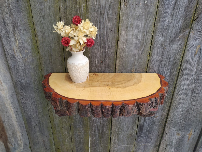 Floating Shelf Rustic Wood Shelf Live Edge Large Wood Etsy