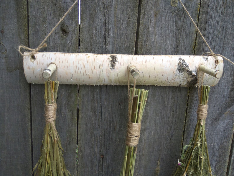 White Birch Rack, Country Rustic, Primitive Decor, Wall Decor, Natural Rustic Decor,Dried Flower Rack, Dried Flower Decor, Hanging Decor image 4