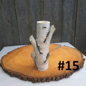 Tall wood vase, White birch vase image 2