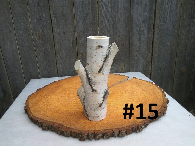 Tall wood vase, White birch vase image 2