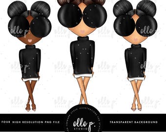 Baby Elle-dockor / Flicka Clipart / Flickaillustration / Planerare-ikon / Modeflicka Clipart - 4 Baby Elle-dockor ingår!