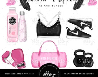 Work-Out Themed Clipart Bundle by Elle P. Studio | Exercise Clipart | Motivational Clipart | Gym Clipart