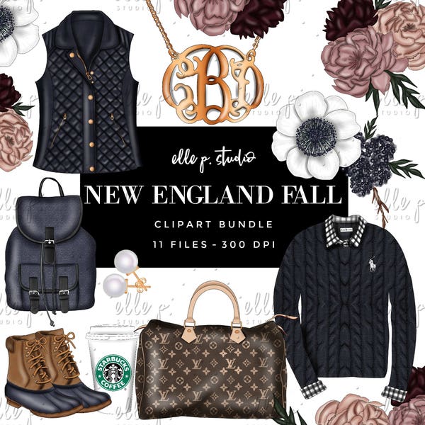 New England Fall Clipart by Elle P - / Fall Clipart / Preppy Clipart