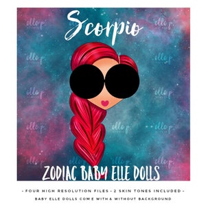 Scorpio Sign Baby Elle Doll | Zodiac Baby Elle Dolls - Zodiac Clipart - Horoscope Clipart