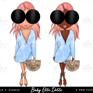 Sommer-Baby Elle Puppen / Mädchen Clipart / Mädchen Illustration/Planer-Symbol / Mode Mädchen Clipart - 2 Baby Elle Puppen enthalten!