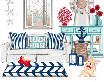 Beach House Clipart Bundle /Planner Clipart Bundle / Summer Themed Clipart