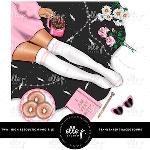 Sweet n&#39; Chic Spring Clipart Illustration / Scene Illustration / BOTH Skintones included! LIMITED EDITION (Only available until 4/18/18)