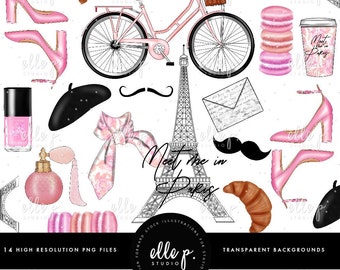 Me rencontrer à Paris ! Clipart Bundle / parisien des cliparts sur le thème / Paris Clipart rose Clipart / Eiffel Tower Clipart / planificateur Clipart