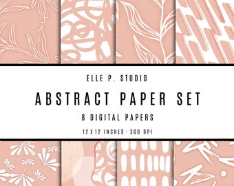 Abstract Digital Paper Set / Digital Scrapbook Paper / Illustrated Paper / Abstract Patterns / Wallpaper/Backdrop - Not Seamless