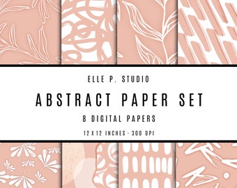 Abstract Digital Paper Set / Digital Scrapbook Paper / Illustrated Paper / Abstract Patterns / Wallpaper/Backdrop - Not Seamless