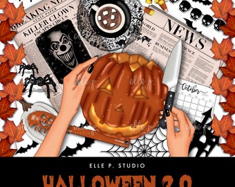 Halloween 2.0 Clipart Theme / Halloween Clipart by Elle P - Halloween 2020 Clipart Bundle / Clown Clipart / Digital Stickers