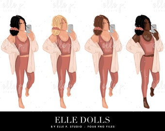 NEW Elle Dolls / Girl Clipart/ Girl Illustration/Planner Icon / Fashion Girl Clipart - 4 Elle Dolls Included!