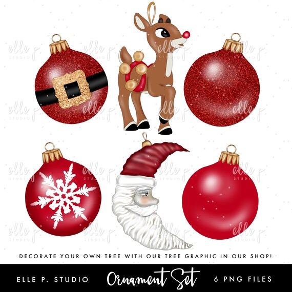 Rote Weihnachtsschmuck Bundle Holiday Clipart Bundle Etsy