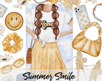 Summer Smile Clipart Bundle /Planner Clipart / Bullet Journal Clipart / Printable stickers