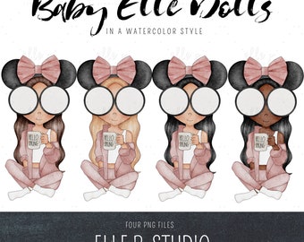 Spring 2021 Baby Elle Dolls / Girl Clipart/ Girl Illustration/Planner Icon / Fashion Girl Clipart - 4 Baby Elle Dolls Included!