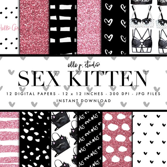 Sex Kitten Digital Paper Set Valentine S Day Themed Etsy