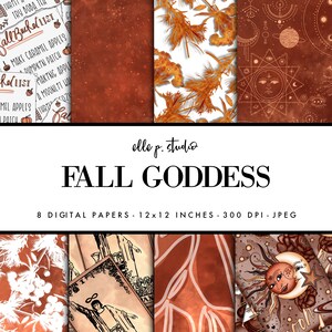Puede incluir: Conjunto de ocho papeles digitales con temas otoñales. Los papeles incluyen una lista de cosas que hacer en otoño, una carta de tarot, un diseño celestial y más. Cada papel mide 30,5 x 30,5 cm y 300 DPI.