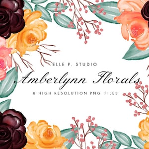 Amberlynn Florals Watercolor Clipart / Watercolor Florals Clipart / Fall Clipart / Fall Florals / Watercolor Clipart
