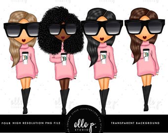 Baby Elle Dolls / Girl Clipart/ Girl Illustration/Planner Icon / Fashion Girl Clipart - 4 Baby Elle Dolls Included!