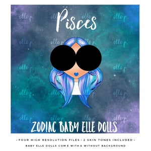 Pisces Sign Baby Elle Doll | Zodiac Baby Elle Dolls - Zodiac Clipart - Horoscope Clipart