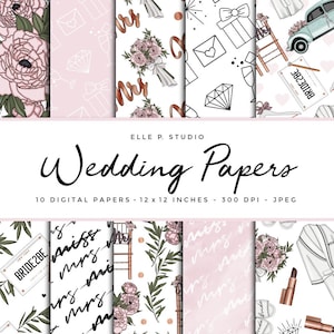 Hochzeit Papier Set / digitale Scrapbook Papier / Hochzeit Muster / Hochzeitspapier / Wallpaper/Hintergrund - nicht nahtlos