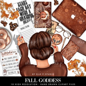Fall Goddess Clipart Bundle /Planner Clipart / Bullet Journal Clipart / Printable stickers