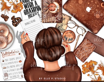 Fall Goddess Clipart Bundle /Planner Clipart / Bullet Journal Clipart / Printable stickers