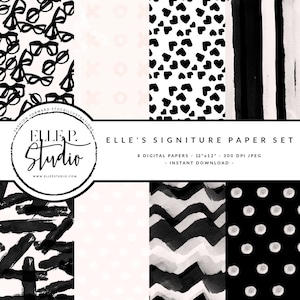 Elle&#39;s Signiture Paper Set -Preppy Chic Themed Digital Paper Bundle (Kate Spade Inspired)