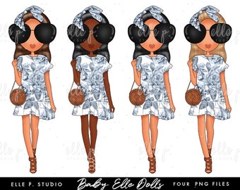 Summer 2019 Baby Elle Dolls / Girl Clipart/ Girl Illustration/Planner Icon / Fashion Girl Clipart - 4 Baby Elle Dolls Included!