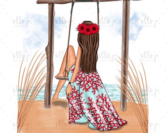 Beach Scene Illustration / Elle Dolls / Elle P. Dolls / Beach Scene / 2018 Summer Scene Illustration