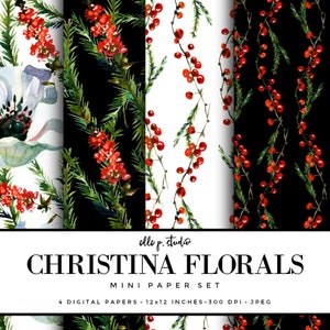 Christina Floral Digital Paper Set / Digital Scrapbook Papier / illustriert Papier / Mode Papier / Wallpaper/Hintergrund - nicht nahtlos