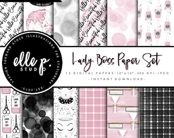 Lady Boss Digital Paper Set by Elle P. Studio / Digital Scrapbook Paper - Not Seamless