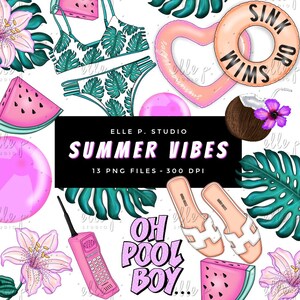 Summer VibesClipart Bundle /Planner Clipart Bundle / Summer Clipart / Pool Party Clipart