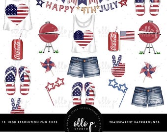 Fourth Of July Clipart Bundle / Sommer Themen Clipart / Grillparty Clipart / BBQ Clipart / Fashion ClipArts von Elle s. Studio