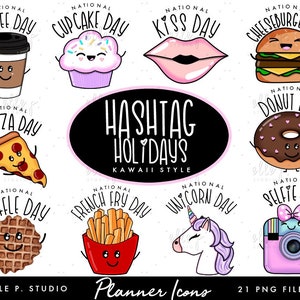 NATIONAL HASHTAG HOLIDAY Planner Icons /Planner Clipart Bundle -21 Files total! Please read below about licensing