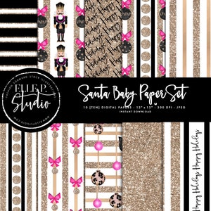 Santa Baby Holiday Digital Paper Set / Christmas Themed Digital Paper Bundle