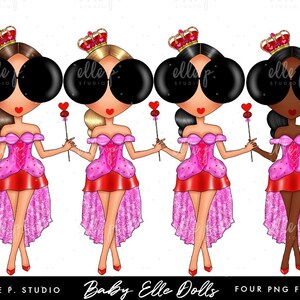 Queen of Hearts Baby Elle Dolls / Girl Clipart/ Girl Illustration/Planner Icon / Fashion Girl Clipart - 4 Baby Elle Dolls Included!