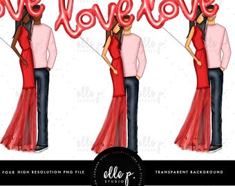 Valentine's Day Couple Elle Dolls - Elle P. Dolls | Valentine's Day Clipart Girls | Love Clipart