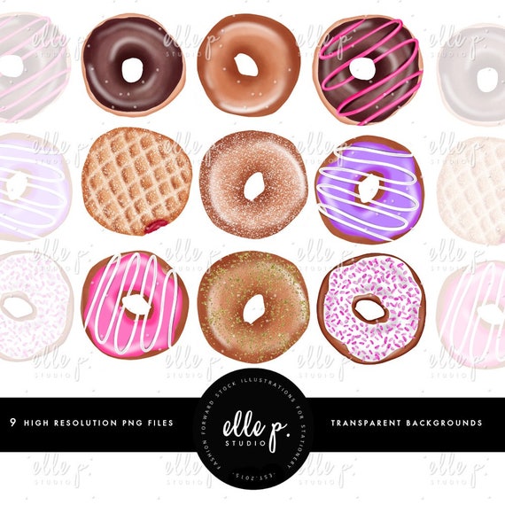 Fun Decorated Donuts Clipart Bundle / Party Theme Donuts Clipart / Bakery Clipart / Sweets Clipart / Clipart by Elle P. Studio