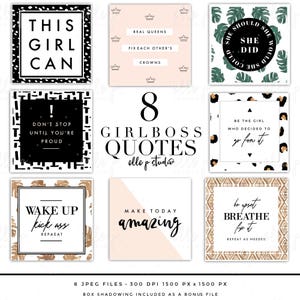 8 Girlboss Quotes / Quotes / Digital Planner Box Stickers / Digital / Scrapbooking / Quotes / Typography image 1