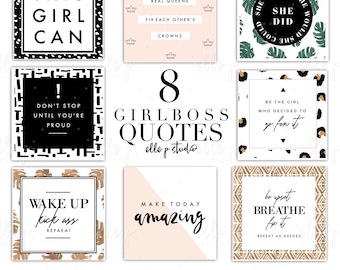 8 Girlboss Quotes / Quotes / Digital Planner Box Stickers / Digital / Scrapbooking / Quotes / Typography