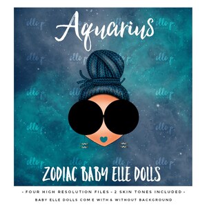 Aquarius Sign Baby Elle Doll | Zodiac Baby Elle Dolls - Zodiac Clipart - Horoscope Clipart