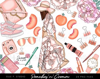 Peaches 'n' Cream Clipart Bundle /Planner Clipart Bundle / Peach Color Themed Clipart