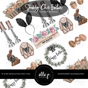 Shabby Chic Easter Clipart Bundle / Themed Clipart / Easter Clipart / 18 Files! image 1
