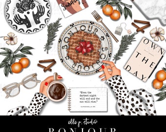 Bonjour Clipart Bundle /Planner Clipart / Bullet Journal Clipart / Printable stickers