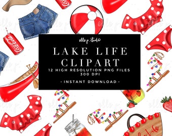 Lake Life Clipart Tema / Paquete de imágenes prediseñadas de verano /12 archivos de alta resolución incluidos!