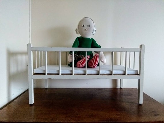 vintage wooden doll bed