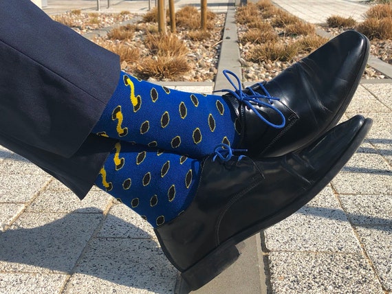 black and blue dress socks Black Dress Socks with Blue Geometric Pattern | Men's Cotton Dress Socks